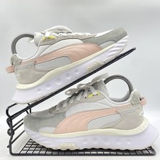 Puma Wild Rider Rollin Grey Trainers Size UK 3.5 Pink Suede Chunky Gym 381517-05