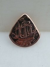 1965 Old English Half Penny Coin Pick Plectrum Boat