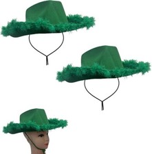 2 xAdult Green Men Women Cowboy Hat Wild Western Sheriff Fancy Dress Hat Costume