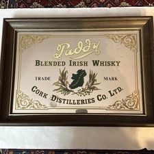 Rare Vintage Paddy Blended Irish Whisky Cork Distributors Bar Mirror
