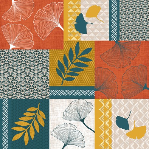 Gingko leaves orange - orange, patchwork