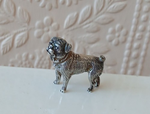 Solid hallmarked silver pug - solid,