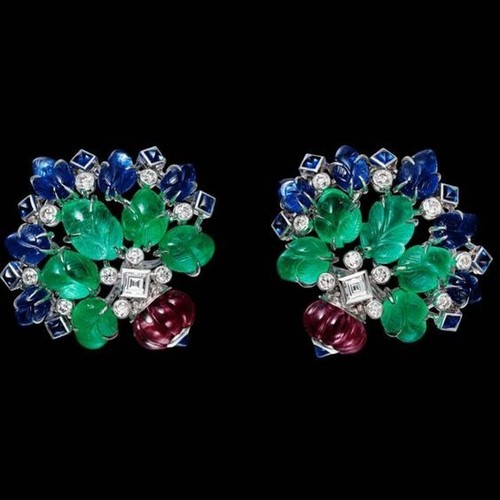 Emerald and sapphire stud - emerald,