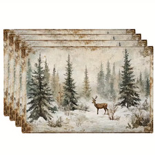 Set of 4 Lovely Winter Forest