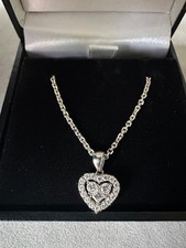 18ct 750 WHITE GOLD 1/3 CARAT DIAMOND HEART PENDANT on 14ct 18” CHAIN 4.8g BOXED