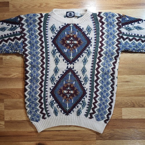 Vtg chunky hand knit sweater - ,