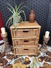 Vintage Wicker Bamboo 3 Draw