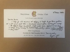 ROGER KNIGHT SIGNED Marylebone Cricket Club (MCC) Compliment Slip