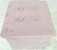Ottoman Folding Storage Box Footstool Velvet Diamante Seat Single Double