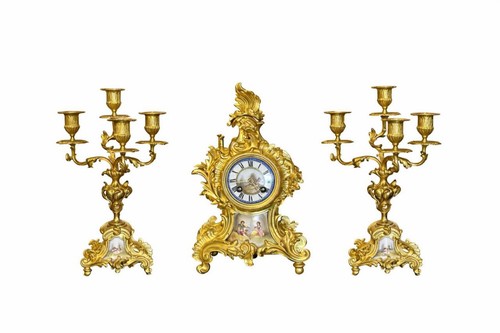 Antique french ormolu mantel - french,