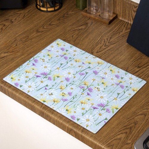 Pastel daisy meadow glass - meadow,