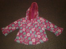 Next Girls Winter Hooded Coat Jacket Zip Press Studs Coloured Flowers Ages 2-3