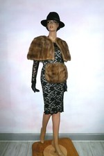 Vintage Real Mink Fur Cape Stole Coat Jacket Vison Norka Sable Hue S - M - L