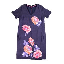 Joules Dress Size UK 14 Navy Kate Floral Linen Midi Pockets Wedding Guest