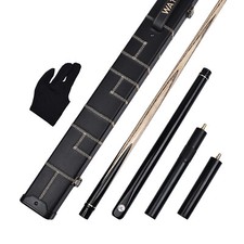 WAYMARK 57" 9.5mm Tip 3/4 Split Cue Ashwood Black Ebony Butt Snooker Cue Set