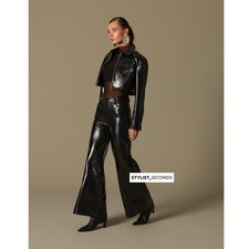 Zara black cropped boxy faux - zara,