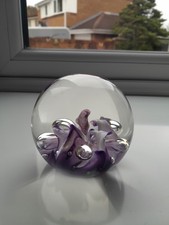 Selkirk Glass Paperweight. 1997.  Purple/white Satin