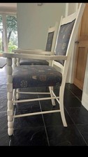 2x white carver Chairs Recovered Ideal Hall dinner lounge House reduced clearing