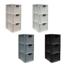 3 Drawer Medium Rattan Plastic