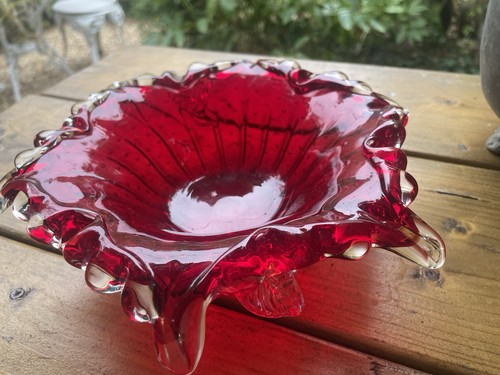 Vintage ruby red hand blown - vintage,