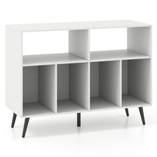 Vinyl Display Shelf Record Storage Table with 5 Metal Legs-White