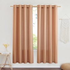 Linen Curtains Light Flitering Curtains Farmhouse Burlap Grommet 2Panel