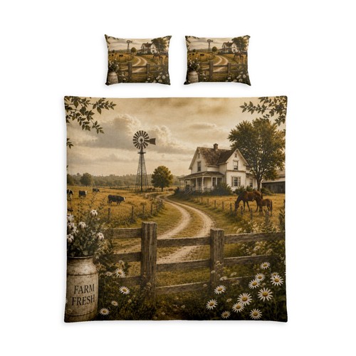Vintage farmhouse scene - vintage, cotton
