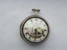 silver pair case square pillar verge painted dial pre rigaud geneve working 1750