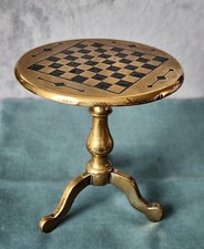 Antique Small Brass Chess Board Tilting Table Candle Reflector