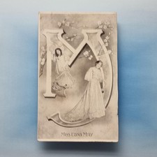 Edwardian Actress Postcard Edna May C1910 Alphabet Art Nouveau