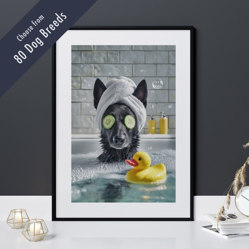 Funny dog bath print - bath,