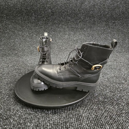 Zara black leather combat - zara,