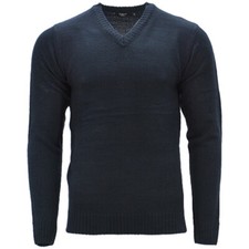 D&H Mens Jumpers V Neck Ribbed Soft Regular Fit Casual Pullover Sweatshirt Top
