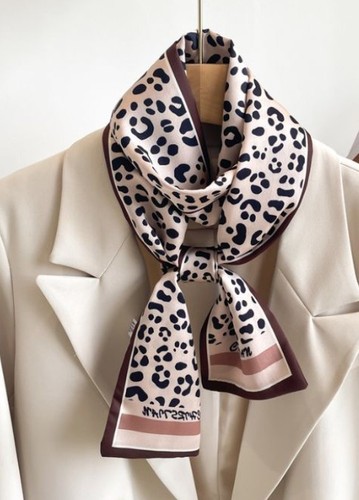 Leopard print faux silk - print, narrow