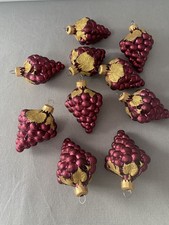 12 Vintage 1980s Red & Gold Bunched Grapes Christmas Tree Decorations 9cm