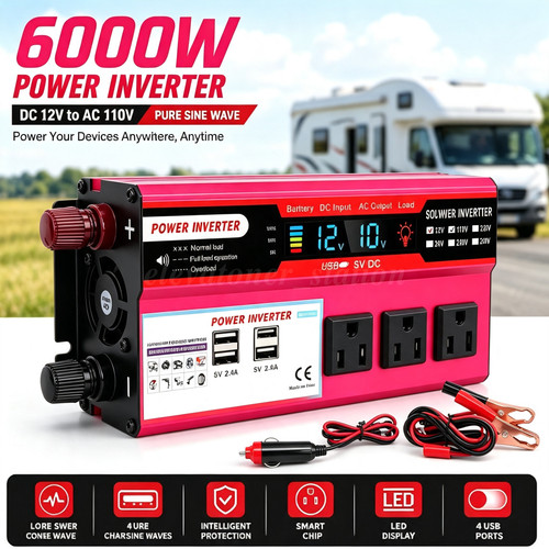 6000w lcd car power inverter - power,