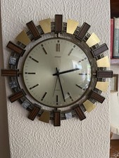Vintage Mid Century Modern Metamec Quartz Wall Clock Sunburst Retro MCM c1960s