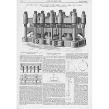 Woodcock's Multiple Punching & Forging Press Antique Print 1888