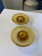 Oiva Toikka Kastehelmi Candle Holders x2 In Amber ~ Cascade By Wood Brothers