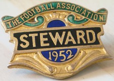 THE FOOTBALL ASSOCIATION 1952 STEWARD Badge Brooch pin 41mm x 32mm