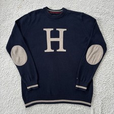 Mens Tommy Hilfiger Navy H Logo Jumper Knit Sweater Varsity Large