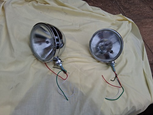 Classic car chrome headlights - car,
