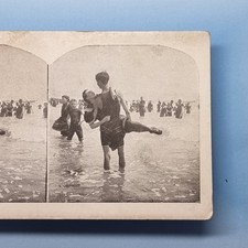 Victorian Risque Humour Stereoview 3D C1900 Bathing Costumes Float Me Charlie