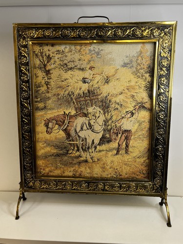 Vintage tapestry and brass - and,