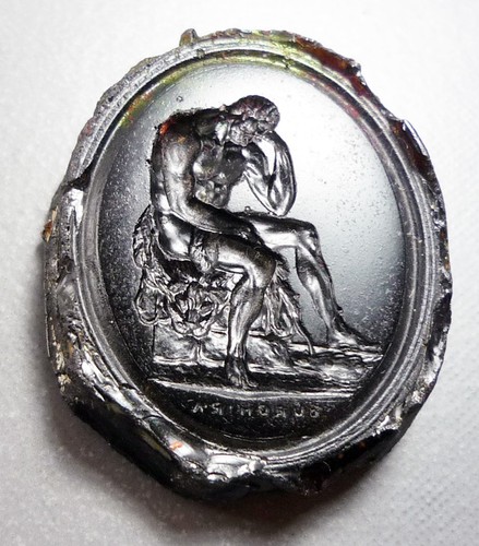 Antique large glass intaglio - antique,