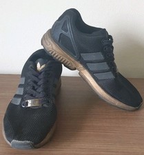 ADIDAS TORSION TRAINERS. SIZE 3.5, BLACK & BRONZE. ZX FLUX TORSION