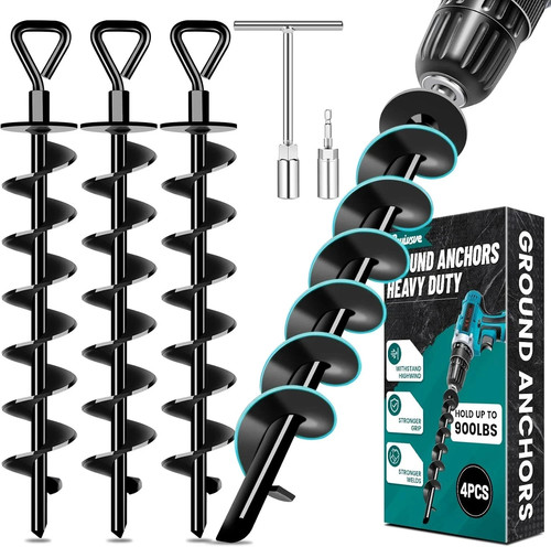 Ground anchors screw heavy - ground, in,