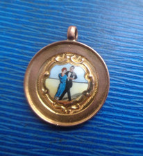 Gold BALLROOM DANCING  Medal or Pendant 9ct & Enamel  hallmark  Chester 1932