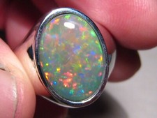 Large  6.8 ct.    Welo Opal  Men's Ring   , 18 grams of Sterling Silver