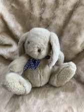 MOTHERCARE 0520 VINTAGE BUNNY RABBIT SOFT TOY PLUSH 12m+ BLUE GINGHAM BOW 9" Sit